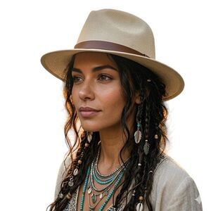 Tombstone Fedora Hat Women's M Beige Explorer Canvas Cuadrille Ventilated Travel